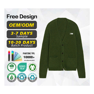 Suéter con Certificación GRS, Fabricante de Suéteres, Logotipo Personalizado, Suéter Cardigan Ligero de Punto con Botones, Mezcla de Lana y Algodón Orgánico para Hombre - Product Image 1