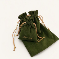 Pochette de luxe en velours avec cordon de serrage, vert foncé, pour bijoux, sacs cadeaux, cordon doré brodé, logo personnalisé, pour bagues et colliers