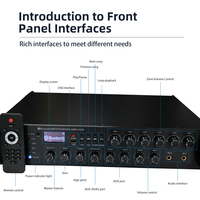 Mixer Amplifier 6 Zona dengan Kontrol Volume Independen untuk Input USB/AUX/Mic untuk Sistem Pengumuman Publik di Sekolah & Mal