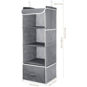 Closet Organizer 4 Shelves Hanging Bag With 1 Foldable Cloth <b>Storage</b> Hanging Bag with 2 Side Pockets - Product Image 6