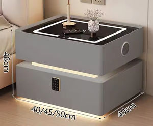 Mesita de noche con carga inalámbrica inteligente del fabricante, luz LED, bloqueo de huellas dactilares, 2 cajones, mesita de noche, armario, muebles de dormitorio - Product Image 2