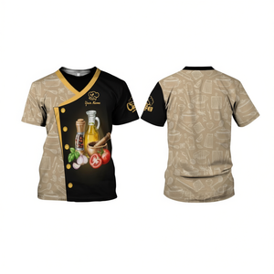 Camiseta de Chef con Nombre Personalizado, Uniforme de Cocina, Diseño Gráfico de Aceite de Oliva, Ajo y Tomate, Regalo Culinario para Cocineros - Product Image 2