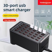 Chargeur USB tressé en silicone à 30 ports haute puissance 150W (1A/2A) pour ordinateur portable/téléphone portable, chargement direct transfrontalier