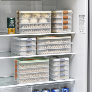 Dumpling Box Multi Layer <b>Stackable</b> Airtight Freshness Preservation Fridge Food <b>Storage</b> <b>Container</b> Plastic Rectangle Clip On Lid - Product Image 2