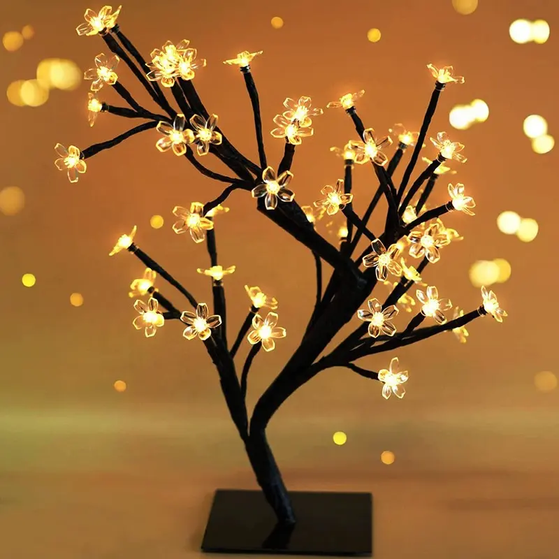 Toptan kiraz çiçeği LED ağaç ışık yapay noel ağacı süslemeleri ev için kapalı masa/yatak odası