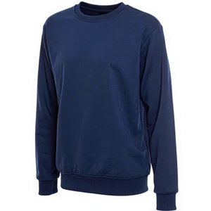 <b>Women's</b> Navy Blue Crew Neck <b>Sweatshirt</b> Regular Fit Full Sleeve 100% Polyester Woven Solid Color Autumn Winter Wear Front Logo - Product Image 1
