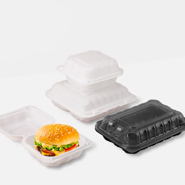 DG High Quality Eco Friendly Takeaway Bento Lunch Box Clamshell 3 Compartment Disposable Fast Food Container