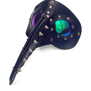 หน้ากากหนังสีดำสไตล์สตีมพังก์ <span class=keywords><strong>แวมไพร์</strong></span> จมูกยาว ประดับหมุด สำหรับฮาโลวีน คอสเพลย์ พร้อมหนาม - Product Image 3