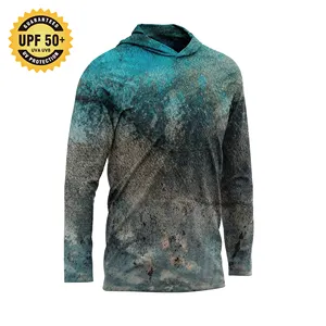 Camicie da pesca di alta qualità UPF50 + protezione solare in poliestere Dry Fit impermeabile Quick Dry UV Camisa felpa con cappuccio Performance Fishing Shirts