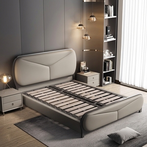 <span class=keywords><strong>Cama</strong></span> Queen-size de Cuero Genuino de Alta Gama, Sofisticada y de Lujo, con Estructura Metálica, Diseño Moderno y <span class=keywords><strong>Minimalista</strong></span>, Personalizable, <span class=keywords><strong>Cama</strong></span> Suave - Product Image 3