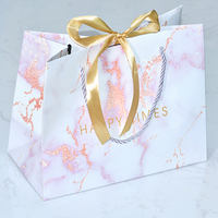 Ruban en corde de luxe personnalisé pour fête en marbre, Shopping d'affaires, avec fenêtre, impression de Logo, sac cadeau pour enfant, Baby Shower, fourre-tout