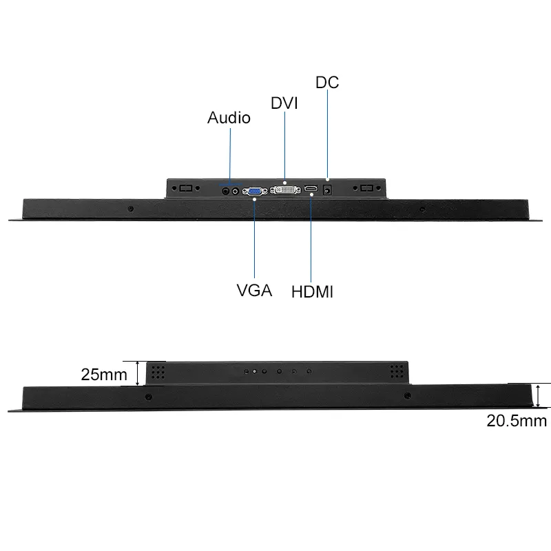 21.5 Inch Industrial Lcd Monitor Touch Screen VESA Embedded Pure Flat Wall Mounted Metal Aluminum Casing Display Touchscreen
