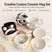 Tasse à café en céramique créative personnalisée avec figurines d'animaux 3D irrégulières à l'intérieur – Fournisseur en gros OEM ODM