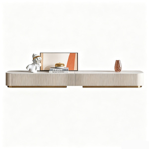 Set di Mobile TV e Tavolino da Caffè in Pietra Sinterizzata di Lusso Italiana, Mobile Moderno per Soggiorno con Design a Trama Verticale - Product Image 6