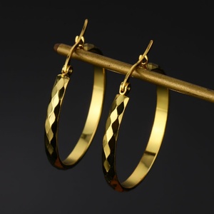 Grandes boucles d'oreilles créoles en acier inoxydable plaqué or 18 carats pour femme, pour mariage et usage quotidien, 12 pièces, bijoux XR, acceptent le logo du client - Product Image 2