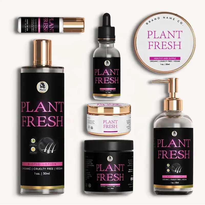 Custom Cosmetic Bottle Jar Label Etiquette Autocollant Logo Printing Packaging Sticker Labels for Hair Oil Bottles