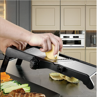 Mandoline à légumes manuelle réglable 3-en-1 en acier inoxydable 304 L&B, hachoir alimentaire multifonction écologique, vente en gros