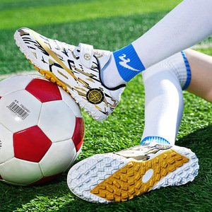 Chaussures de football pour enfants garçons, tige synthétique, doublure en maille, semelle extérieure en caoutchouc, semelle intermédiaire en EVA, pour l'entraînement et les matchs d'été - Product Image 1