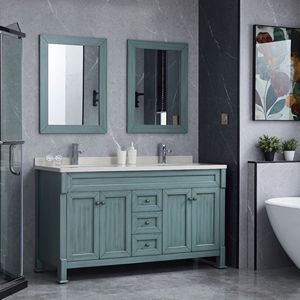 Mueble de Baño Económico de Estilo Moderno con Grifo y Cajón, Encimera de Laminado y Mármol Artificial para Apartamentos - Product Image 2