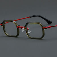 2024 plus récent lunettes personnalisées haut de gamme petit cadre acétate métal carré Prescription hommes montures de lunettes optiques