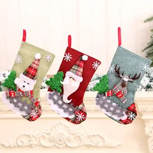 2023 Ornament benutzer definierte Cartoon Mode Weihnachten Socken Kinder Familie grau Hirsch Gnom Weihnachts strumpf für Heim textilien