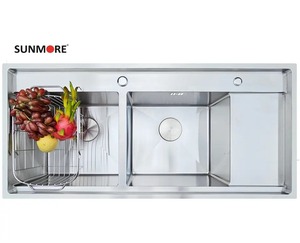 Fregadero comercial de acero inoxidable hecho a mano con dos orificios y doble cubeta, para empotrar bajo encimera, con escurridor, para cocinas de restaurantes, Vietnam - Product Image 6