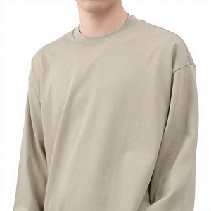 Nouveau sweat-shirt en coton pour homme, col rond, manches longues, tissu épais, couleur unie, minimaliste, couche de base, logo personnalisé disponible - Product Image 1