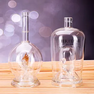 VISTA Großhandel Leere Schnaps XO Glasflasche Einzigartig geformte Brandy Spirits Super Flint 750ml Glasflaschen mit Deckel