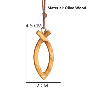 Fábrica al por mayor pared decorativa artesanía religiosa católica madera crucifijo artesanía collar de madera de Olivo - Product Image 2