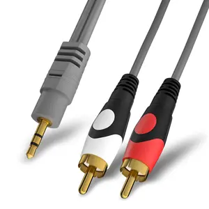 Kabel rca ke 2RCA 1.5M 3.5mm ke 2RCA kabel audio komputer stereo kabel av
