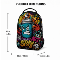 Sac à dos de sport, de voyage et scolaire, grande capacité, anti-vol, imperméable, en polyester recyclé, imprimé en 3D, personnalisé, style graffiti