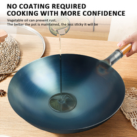 Wok traditionnel chinois de qualité stable Wok en acier au carbone avec manche en bois