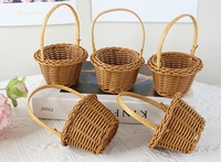 Panier-cadeau en rotin plastique marron de style vintage, mini-panier pour œufs, fait main, idéal pour les mariages, les fêtes de Noël et le Nouvel An