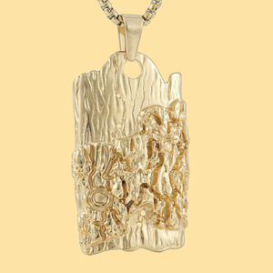 yunnique Stainless Steel Bark Plant Pendant Silver Gold Men Women Fashion Necklace 3.0*<b>60cm</b> Chain 122048 - Product Image 1