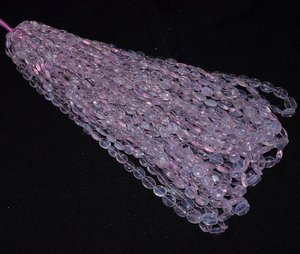 Cuentas ovaladas lisas de cuarzo lavanda, hebra de piedras preciosas sueltas de 7-10mm para hacer joyas, piedra púrpura suave, suministro de cuentas al por mayor - Product Image 1