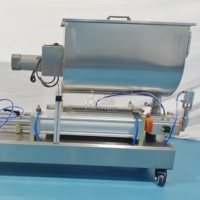Machine de Remplissage Semi-Automatique à Piston pour Aliments, Sauces Haricot Sucrées, Pâtes de Soja, Chili, Tomate, Mayonnaise, Beurre de Cacahuète, Petite avec Mélangeur