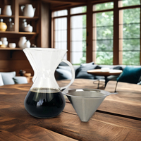 Filtre à café en acier inoxydable réutilisable, filtre à café manuel en maille avec support
