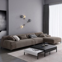 Canapé d'angle moderne et simple en tissu chenille gris à trois places avec chaise longue inclinable pour salon et usage hôtelier