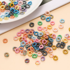 Élastiques à cheveux colorés en forme de bobine, mini anneaux élastiques pour la fabrication de bijoux DIY, accessoires de couleur dégradée, tricotés à la main, petite taille - Product Image 1