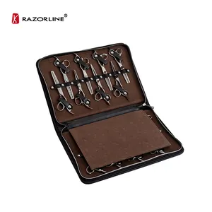 Razorline GVA029 MAX Hair Scissors Kit Bag Packing Barber Scissors Case For 16 PCs PU Leather Bag