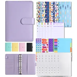 Grosir multi Warna stiker acara notebook cincin kulit a6 perencana binder dengan sisipan