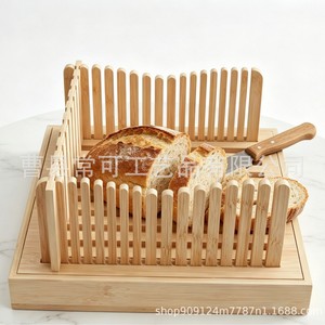 เครื่องหั่นขนมปังไม้ไผ่ชางเค่ทรงสี่เหลี่ยม 32x27x14 ซม. ปรับได้ สำหรับอุปกรณ์ทำขนมในครัว - Product Image 1
