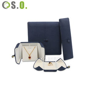 Wholesale <b>Red</b> Hot Sell Jewelry Package Set PU Leather Necklace Ring Jewelry Packaging <b>Box</b> with Logo - Product Image 6