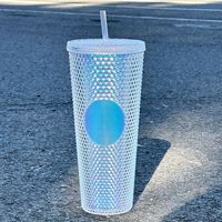 Gobelet isotherme double paroi 24oz avec strass, bouteille d'eau personnalisée avec lumière LED colorée, pour boire directement, idéal pour la rentrée scolaire