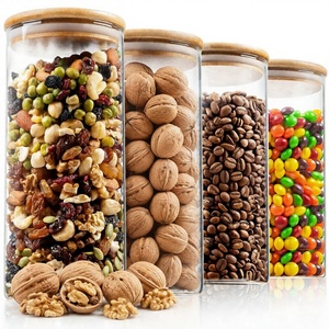 Pot de conservation alimentaire en verre hermétique avec couvercle en bambou, boîte de cuisine ronde pour noix, café, bonbons, fruits secs - Product Image 4