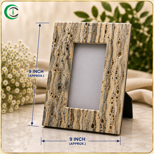 Marco de Fotos de Mármol Travertino Gris Natural de 9 Pulgadas, Elegante Soporte de Piedra para Fotos, Decoración de Mesa para Hogar u Oficina, Fotos Familiares - Product Image 3