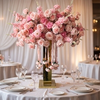 Centre de table floral en soie rose artificielle de luxe moderne ML, 100 cm de diamètre, de haute qualité, pour mariage, dîner
