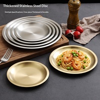 Assiette plate ronde en acier inoxydable 201 de style coréen pour restaurant, idéale pour hot pot, barbecue et viande grillée