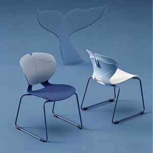 Chaise de salle à manger ergonomique de style scandinave <span class=keywords><strong>en</strong></span> PP, chaise coquille empilable avec pieds <span class=keywords><strong>en</strong></span> traîneau/roulettes pour usage bureau et hôtel - Product Image 3