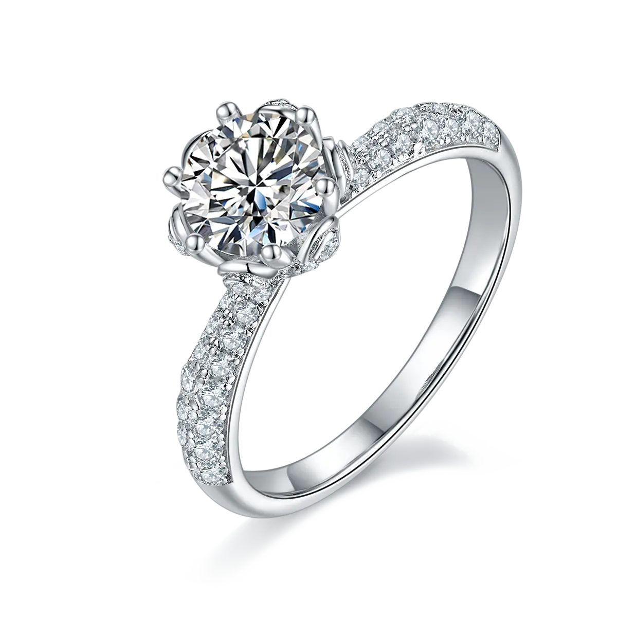 Wholesale Women Diamond Rings For Engagement Sterling Silver 925 D VVS 1ct Moissanite Ring